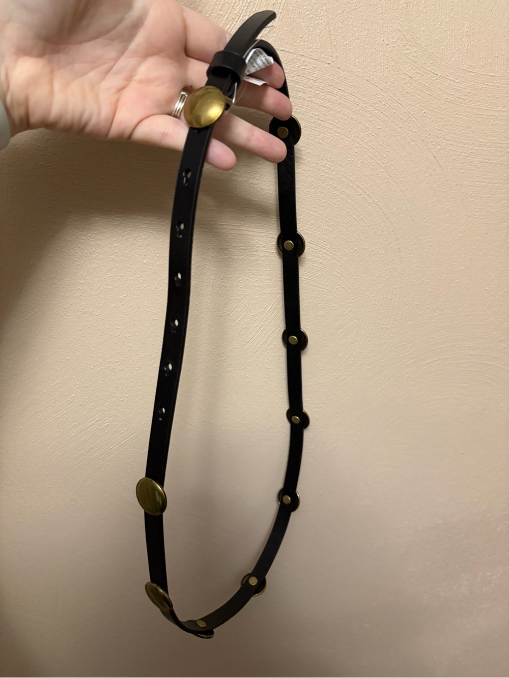 Madewell Dome-Studded Skinny Belt in Leather True Black Size Medium NWT New - Picture 4 of 8